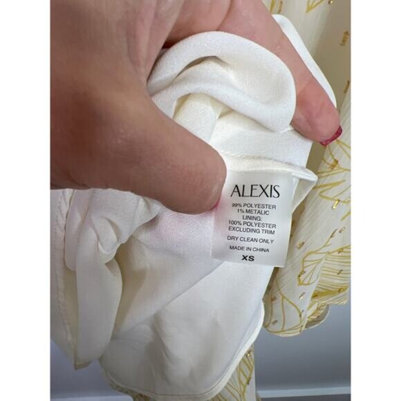 NEW Alexis Halter Neck Spaghetti Straps Ruffle Asia Dress Golden Palms Size: XS - Picture 7 of 9